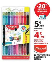 20 feutres fins Graph'Peps Maped