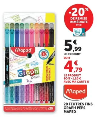20 feutres fins Graph'Peps Maped