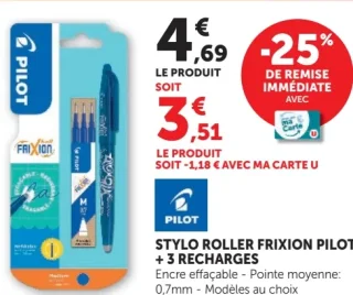 Pilot Stylo roller Frixion + 3 recharges