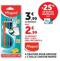 4 Crayons Pour Ardoise + 1 Taille-Crayon Maped