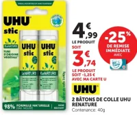 2 bâtons de colle UHU ReNature
