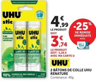 2 bâtons de colle UHU ReNature
