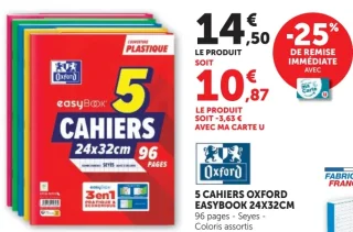5 Cahiers Oxford Easybook 24x32cm