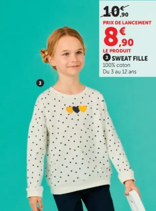 Sweat fille U essentiel