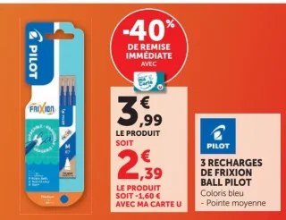 3 recharges de Frixion ball Pilot