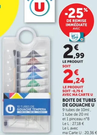 Boite de tubes de gouache U