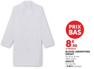 Blouse laboratoire enfant/adulte