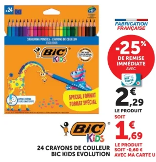 24 crayons de couleur Bic Kids Evolution