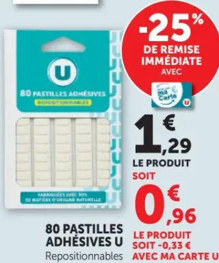 80 pastilles adhésives U repositionnables