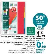 Lot de 2 intercalaires 6 positions Exacompta 21x29,7cm