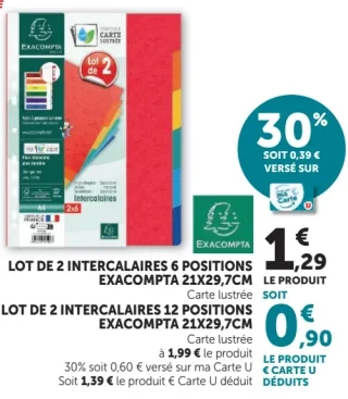 Lot de 2 intercalaires 6 positions Exacompta 21x29,7cm
