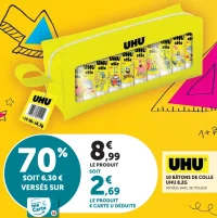 10 Bâtons de colle UHU 8,2g avec trousse