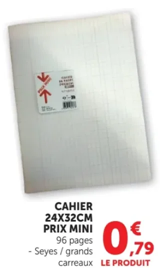 Cahier 24x32cm Prix Mini 96 pages