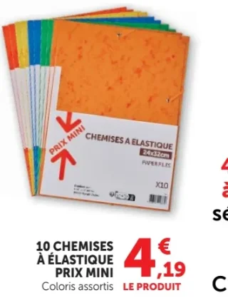 10 chemises à élastique Prix Mini 24x32cm