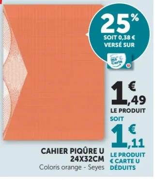 Cahier piqûre U 24x32cm