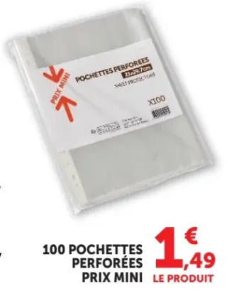 100 Pochettes perforées Prix Mini