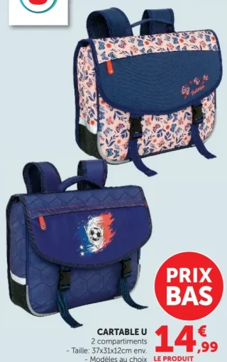 Cartable U 2 compartiments