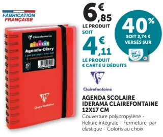 Agenda scolaire Clairefontaine Iderama 12x17 cm