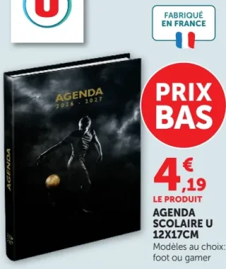 Agenda scolaire U 12x17cm foot ou gamer