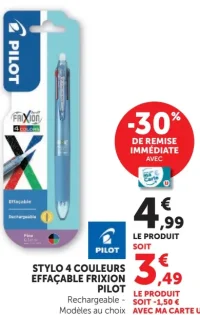 Pilot Stylo 4 couleurs effaçable Frixion