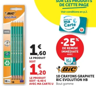 10 Crayons Graphite Bic Evolution HB Bout gomme