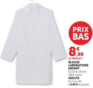 Blouse laboratoire enfant ou adulte