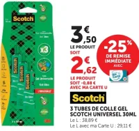 3 tubes de colle gel Scotch universel 30ml