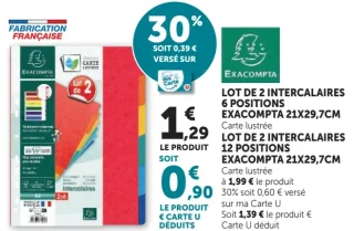 Lot de 2 intercalaires 6 positions Exacompta