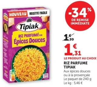 Riz parfumé Tipiak Aux épices douces ou à la provençale