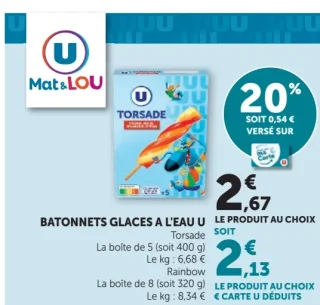 Bâtonnets glaces à l'eau U