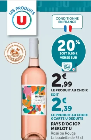 Pays d'Oc IGP Merlot U Rosé ou Rouge