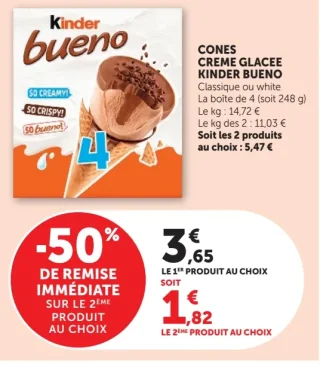 CONES CREME GLACEE KINDER BUENO