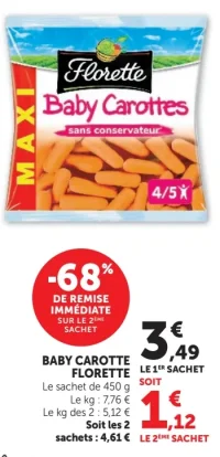 Baby Carottes Florette sans conservateur