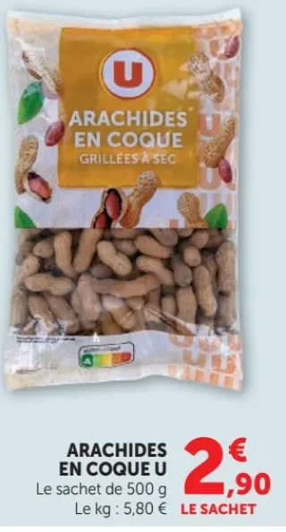 Arachides en coque U grillées à sec