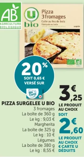 Pizza Surgelée U Bio