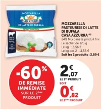 Mozzarella Pasteursie di Latte di Bufala Casa Azzurra