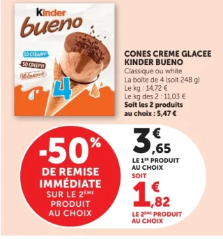Cones Creme Glacée Kinder Bueno