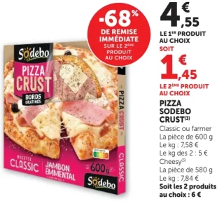 Pizza Sodebo Crust Classic, Farmer ou Cheesy