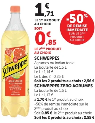 Schweppes Agrumes ou Indian Tonic / Schweppes Zero Agrumes