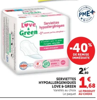 Serviettes hypoallergéniques Love & Green