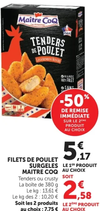 Filets de poulet surgelés Maître Coq