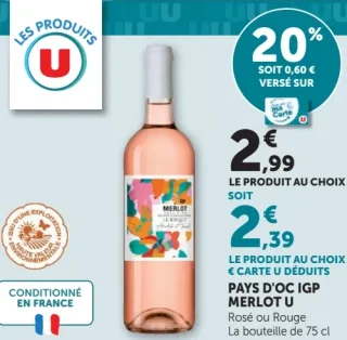 Pays d'Oc IGP Merlot U Rosé ou Rouge