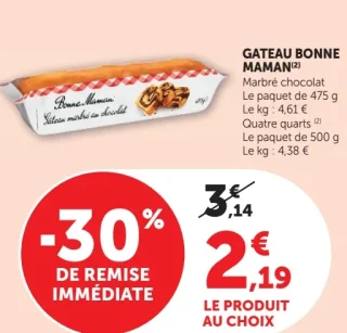 Gâteau Bonne Maman Marbré chocolat / Quatre quarts
