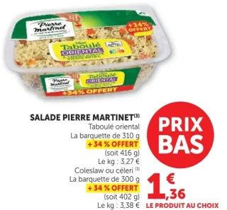 Salade Pierre Martinet Taboulé oriental ou Coleslaw ou céleri