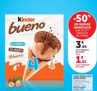 Cômes crème glacée Kinder Bueno Classique ou White