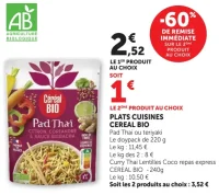 Plats cuisinés Cereal Bio