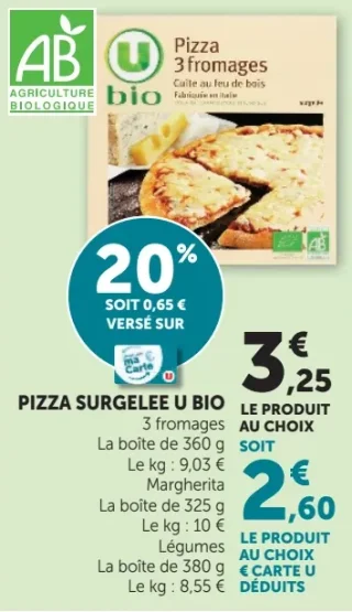Pizza surgelée U Bio