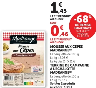 MOUSSE AUX CEPES MADRANGE ou TERRINE DE CAMPAGNE A L'ECHALOTTE MADRANGE