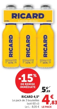 Ricard 4,5° Le pack de 3 bouteilles