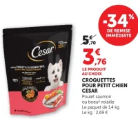 Cesar Croquettes pour petit chien Poulet saumon ou boeuf volaille